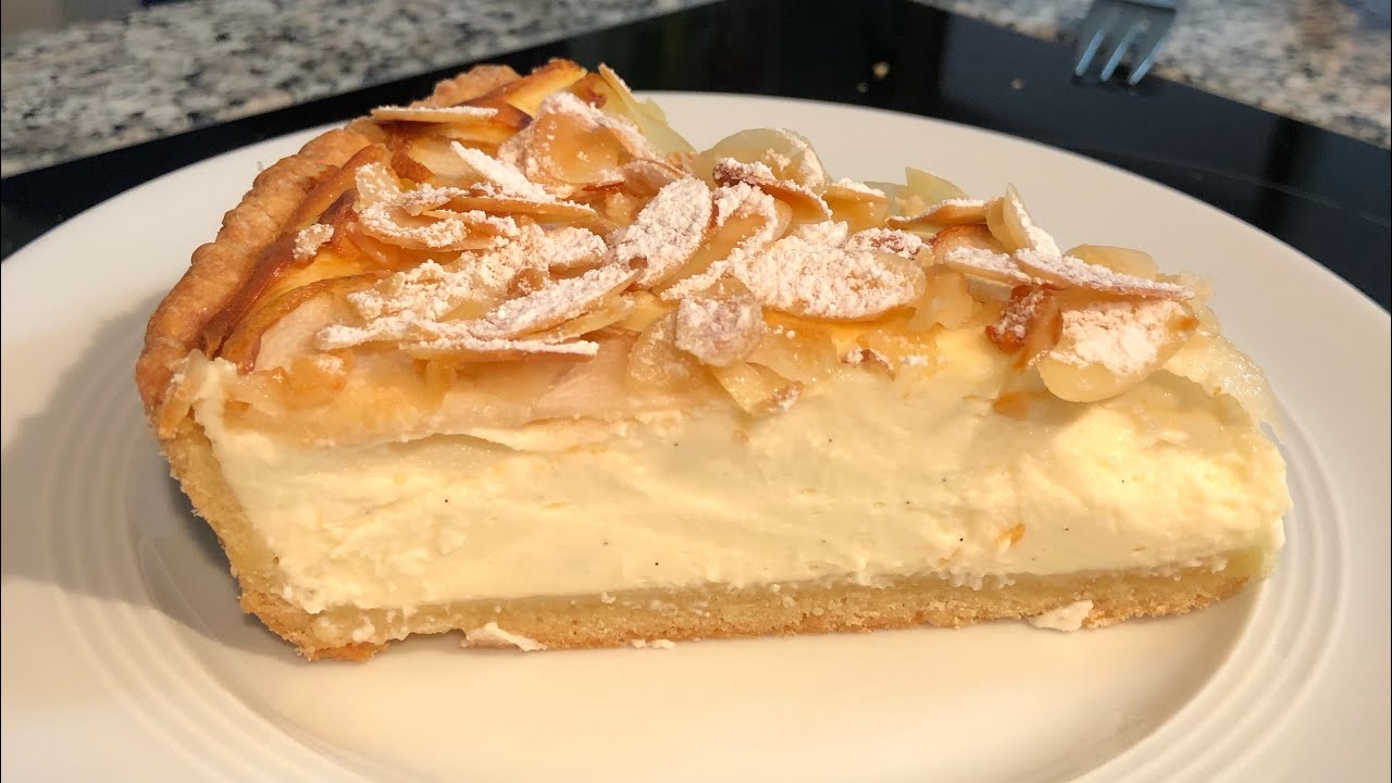 Eine unsere liebsten😍Käse Birne Tarte😋#zart mit Mandeln Blättchen