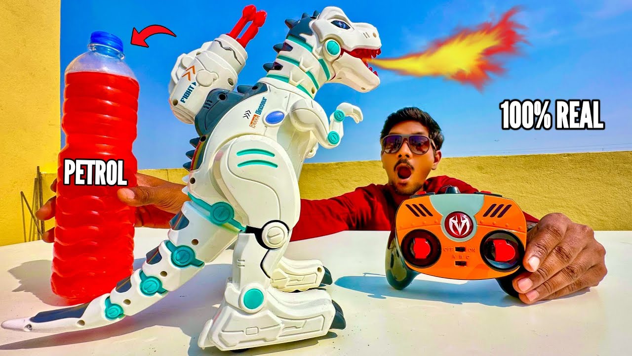 RC Flame Throwing Dinosaur Experiment Test - Chatpat toy TV
