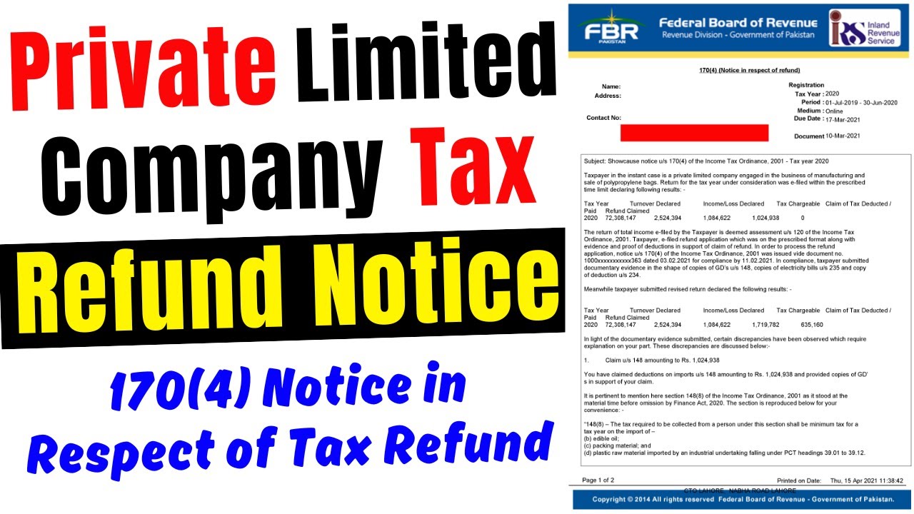 Private Limited Company Tax Refund Application | 170(4) Notice in Respect of Tax Refund #taxreturn