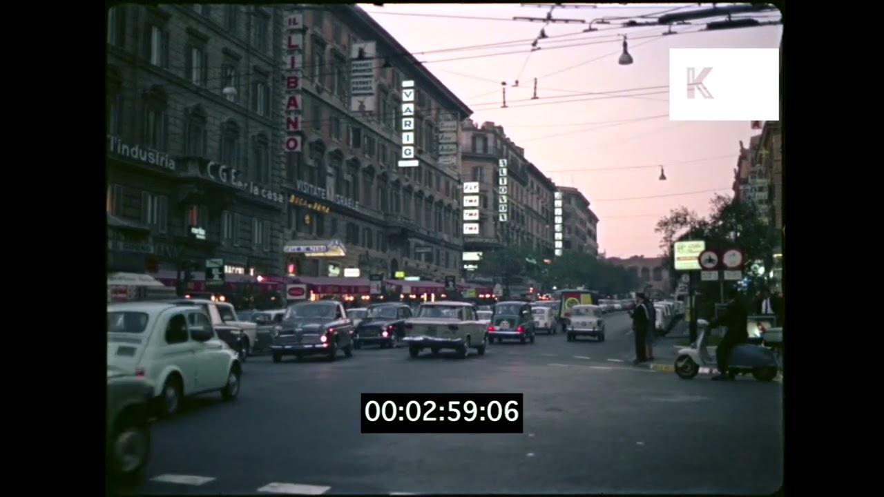 1960s Rome, Busy Street Scenes, Italian Cars, 35mm