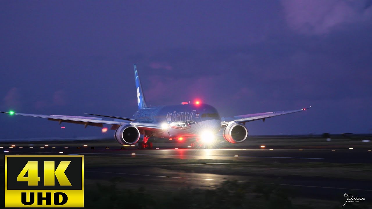 Air Tahiti Nui's Boeing 787-9 reg F-OTOA morning landing at Tahiti Int'l