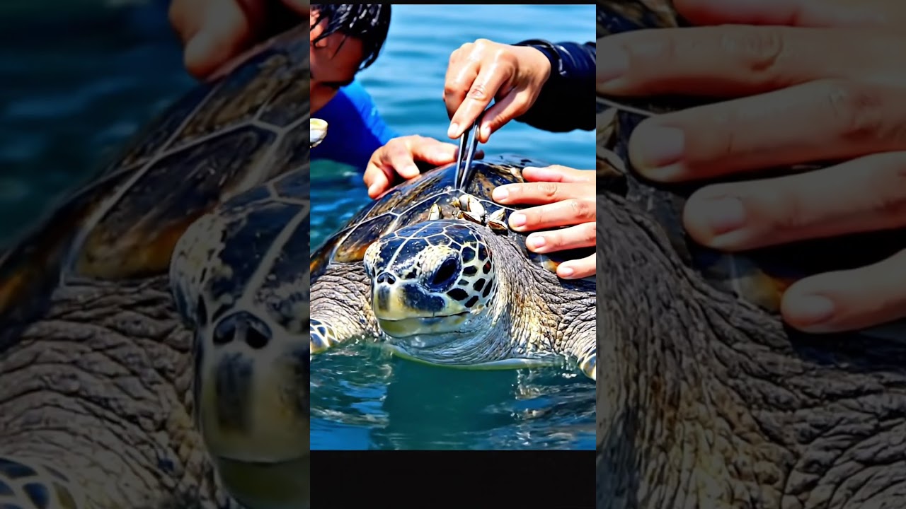 Remove barnacles from the backs of sea turtles  