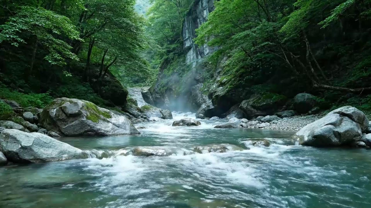 Mountain River & Waterfall Sounds | Relaxing Water White Noise for Sleeping Fast