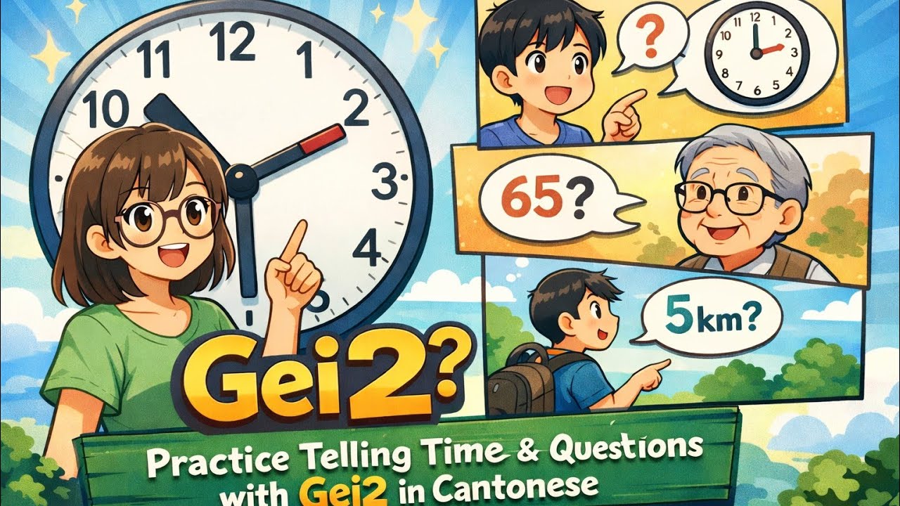 Visual Lesson: Practice Telling Time & Asking Questions with Gei2 in Cantonese