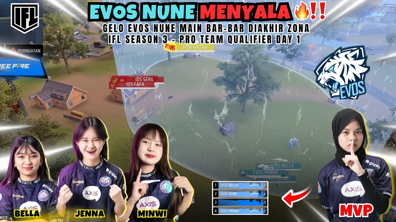 NUNE MODE MVP‼️EVOS ICY NGAMUK DI AKHIR ZONA IFL SEASON 3 PRO TEAM QUALIFIER DAY 1 - Free Fire