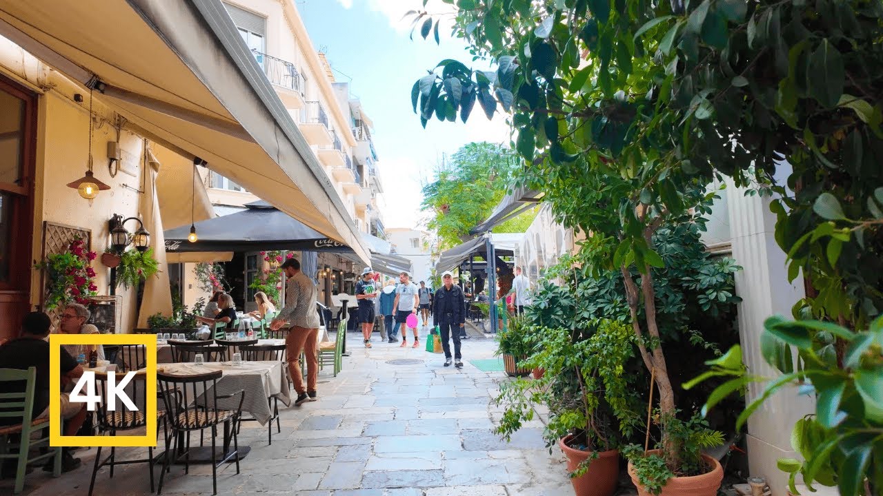 Athens 🇬🇷 4K Plaka Neighbourhood Walking Tour in Sunny Autumn