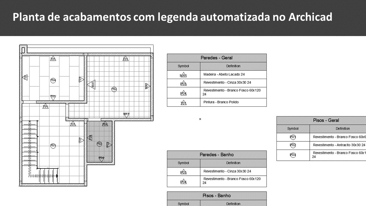 Planta de acabamentos com legendas automatizadas no Archicad