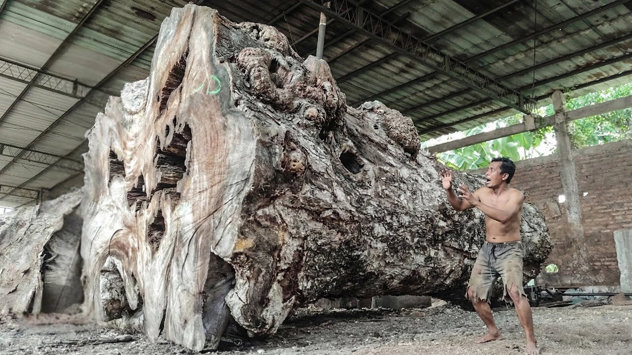 UNBELIEVABLE CUT! Massive Logs Revealed Stunning Solid Wood Blocks Inside