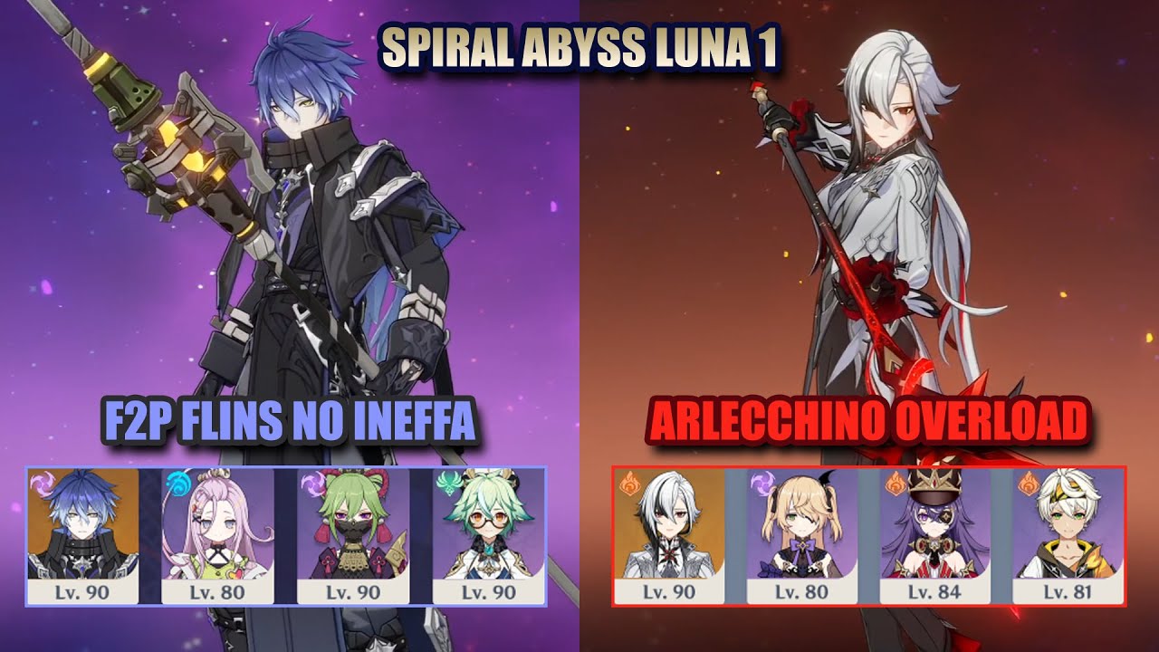 Бесплатная игра Flins Kuki & Arlecchino Overload | Spiral Abyss Luna 1 | Genshin Impact