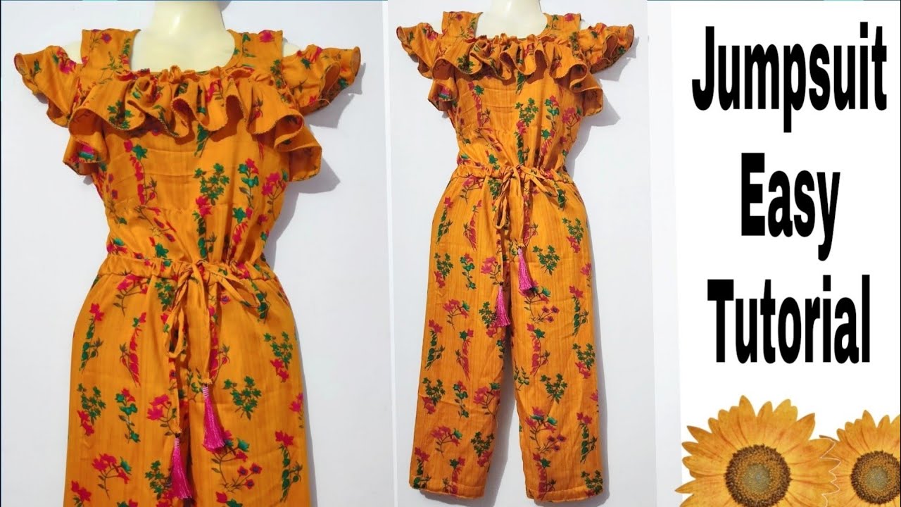सिर्फ 1.5 मीटर कपड़े से बनाए Jumpsuit (For 8 to 12 years Girls)Jumpsuit Cutting & Stitching ! Easy!!