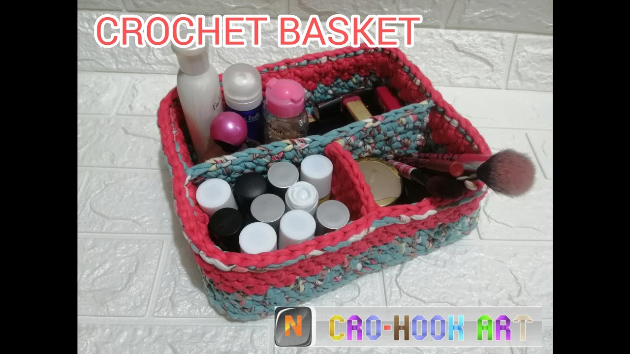 #باسكت #كروشية متقسم من الداخل بقاعدة خشب|How to crochet a wooden Based Basket#