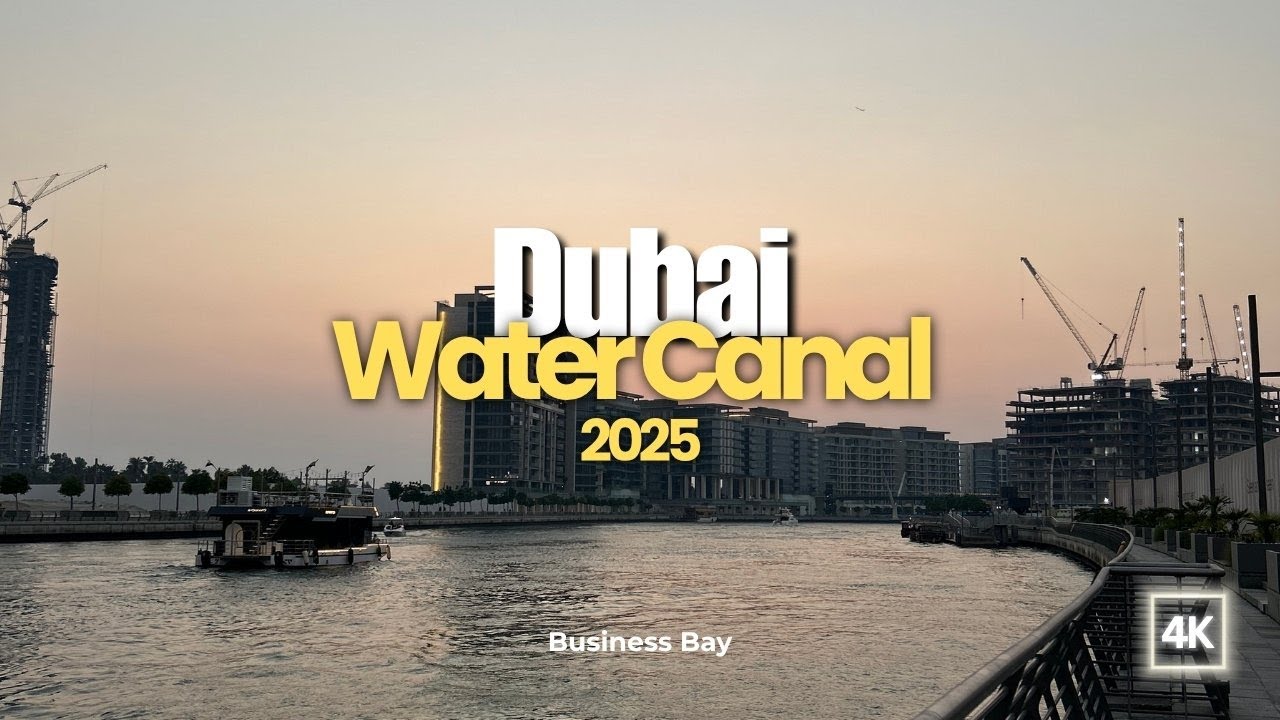 Dubai Water Canal at Sunset 🌇 | Peaceful Evening Walk in 4K (Business Bay 2025) 🇦🇪