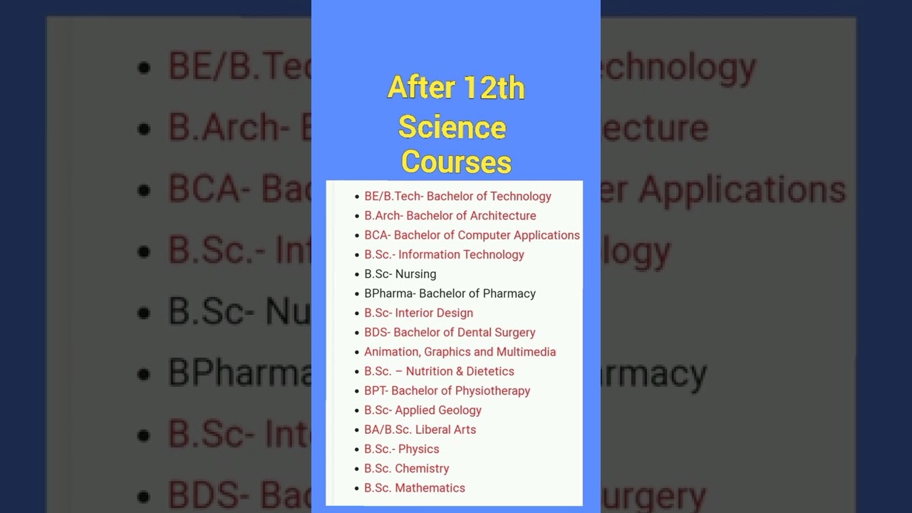 After Plus Two Science || Courses || @educationalupdates-c5o