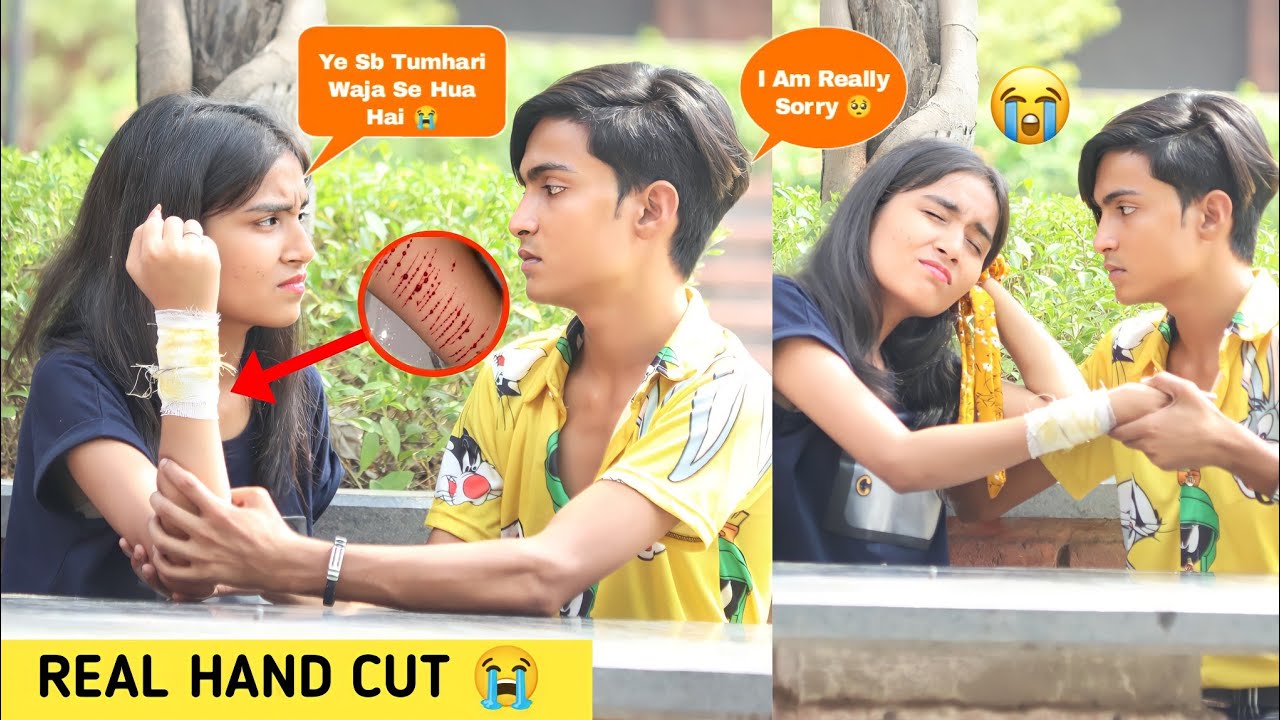 Hand Cut ✂️ Prank On My Boyfriend || Gone Extremely Wrong 😭 || Justin Romio