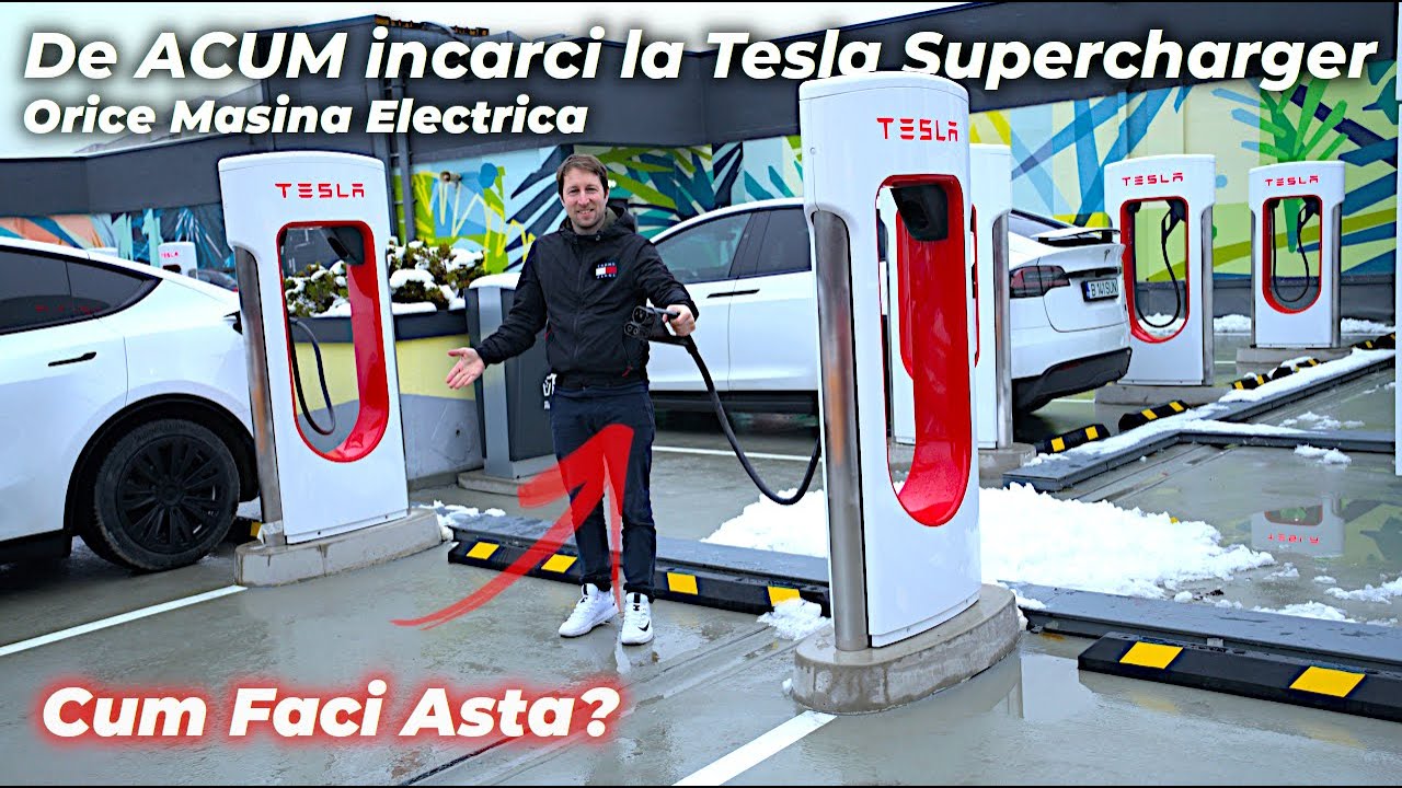 Cum sa incarci Masina Electrica Non Tesla la Tesla Supercharger!