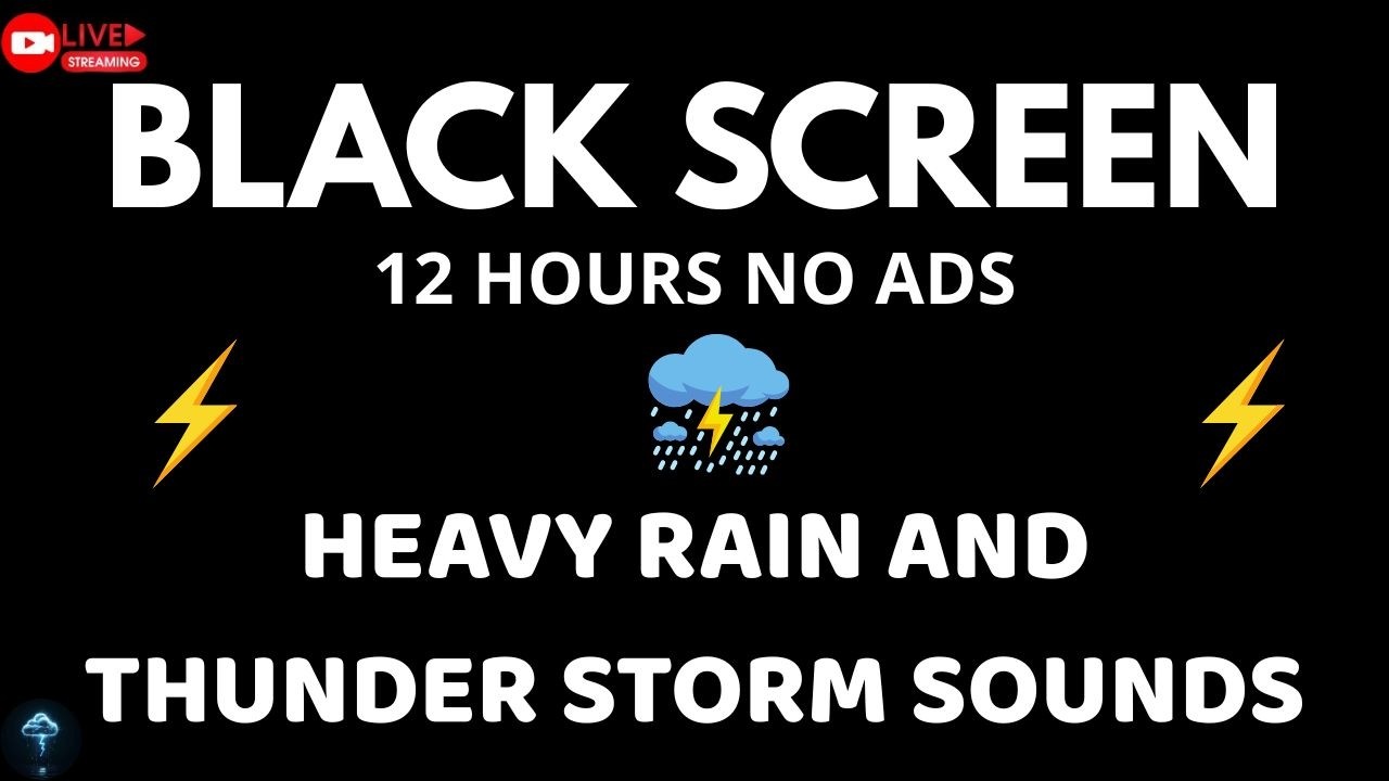 🔴 Heavy Rain and Thunder Sounds for Sleeping - Black Screen | Soothing Storm for Deep Sleep