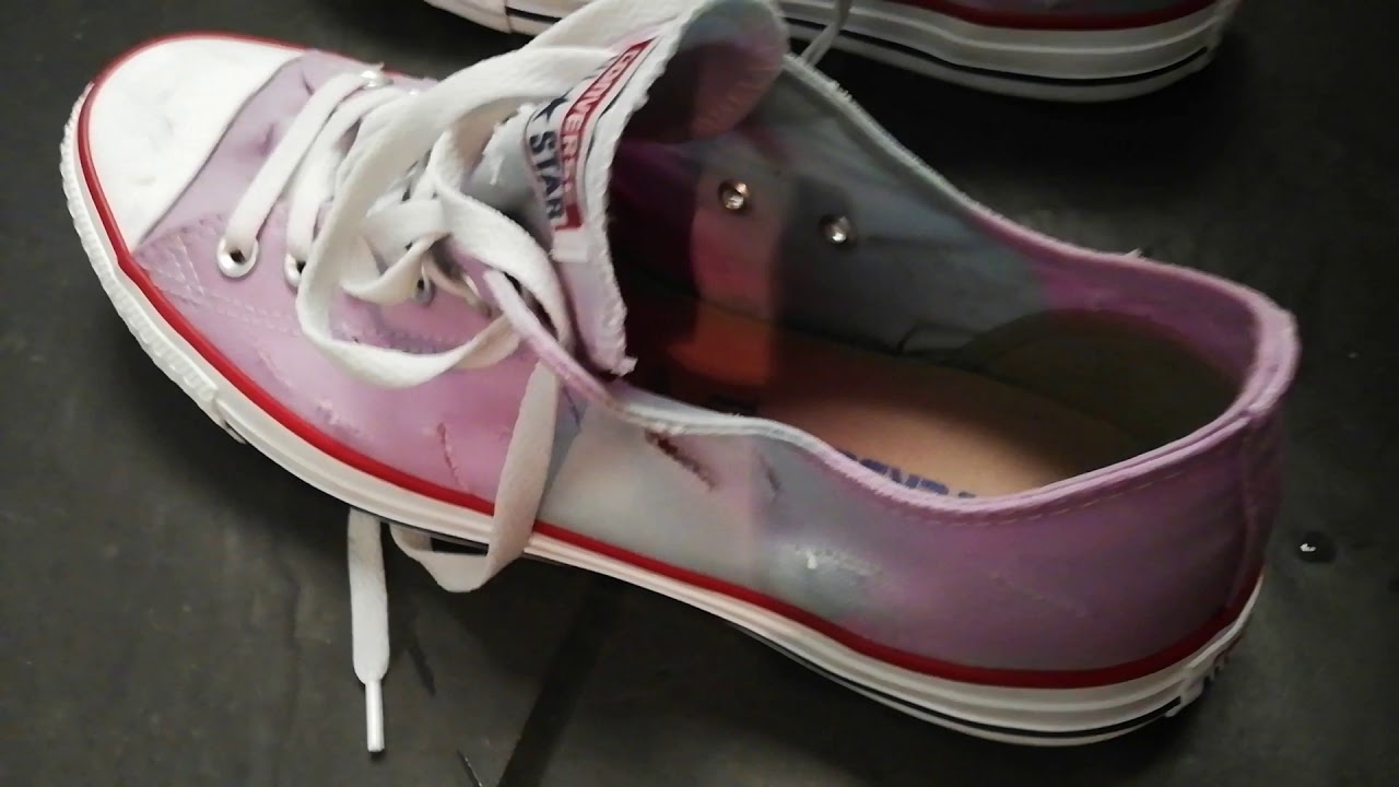 Poor messy and destroyed Converse chucks after shower