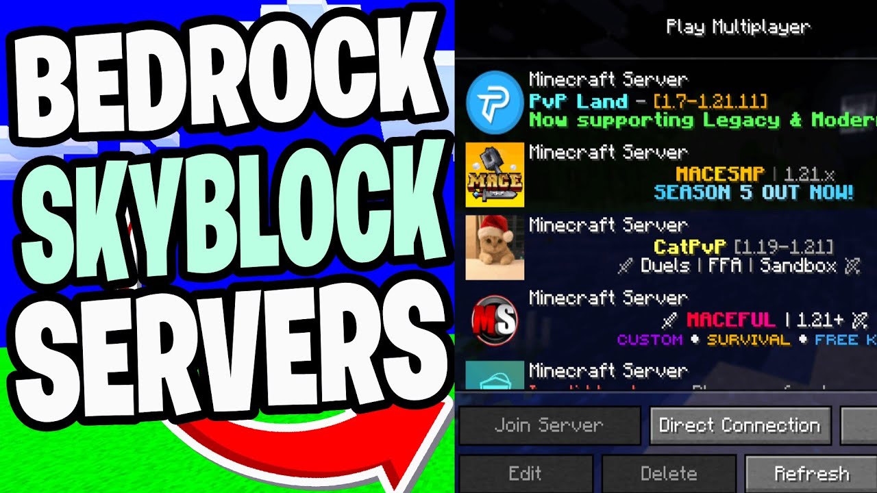 Топ-5 серверов Skyblock для Minecraft Bedrock! - Учебное пособие