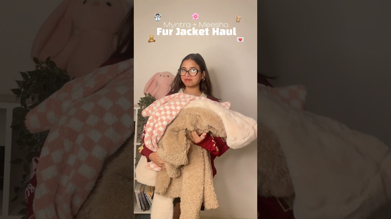 Meesho+Myntra Cute Fur Jackets Haul 🤯 #shorts #trendingonshorts #meeshohaul #myntrahaul #winter