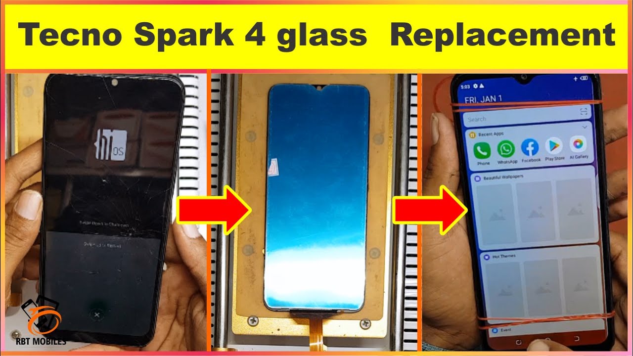 How To screen Replacement Tecno Spark 4 Glass  X650 Hot 8 & Hot 8 Lite By RBT Mobile
