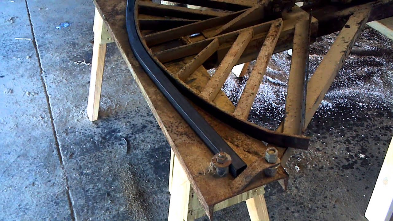 Bending tubing for round hay bale feeders.