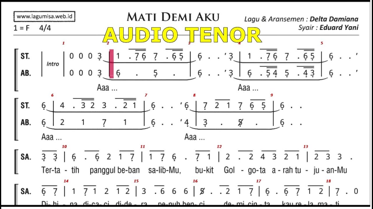 Paduan Suara Paskah || Audio TENOR || Mati Demi Aku || Cipt. Arn. Delta Damiana Syair : Eduard Yani