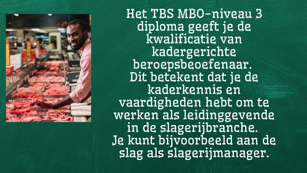 Sector Voedselverwerking: Opleiding Toonbankslager MBO niveau 3