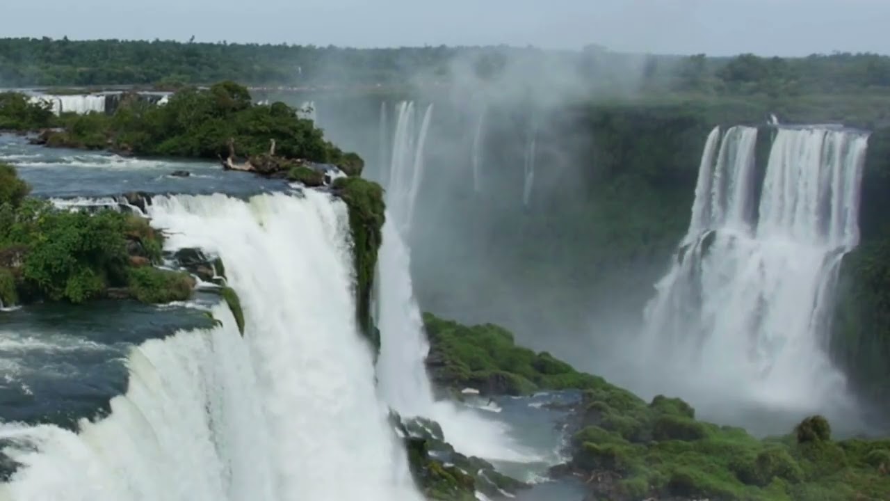 1 Hour Powerful Waterfall Sounds - Iguazu Falls | 【 集中力UP】1時間の力強い滝の音 - イグアスの滝 | 勉強用・作業用BGM