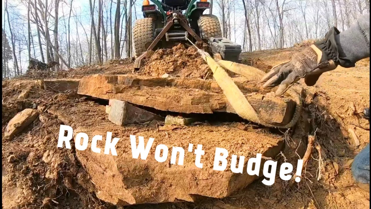 Moving Large Rocks with Wedges and Log Winch for Trail Build - John Deere 755