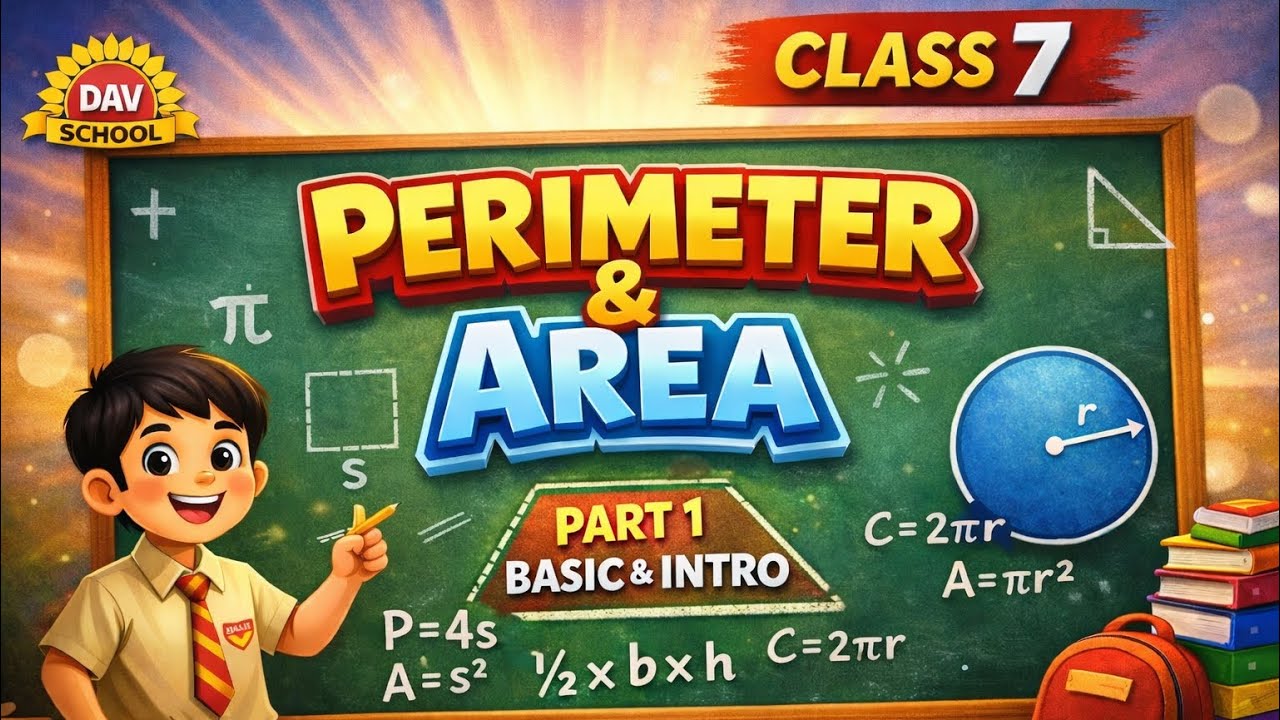 DAV Class 7 Maths | Perimeter & Area Chapter | Full Basic Explanation (Part 1)#cbse #maths #class7 