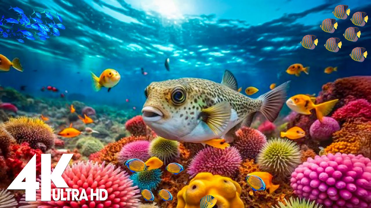 Dive Into the Ocean Realm 4K-Marvel at Sea Animal in The Best 4K ULTRA HD Aquarium-Relaxing music