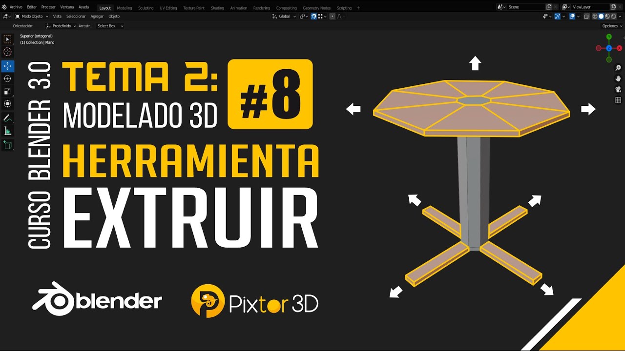 Blender tema 2 clase 8 - Herramienta extruir