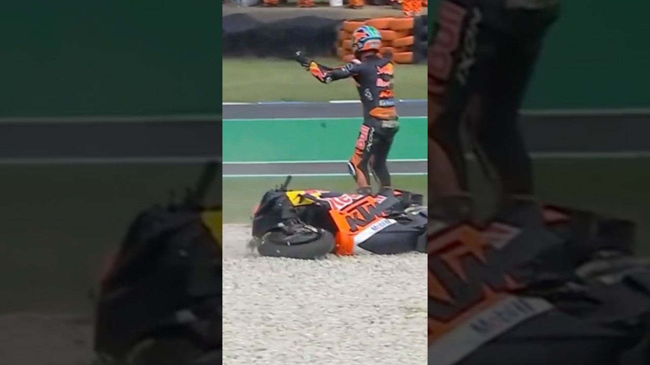 Brad Binder crashes out 