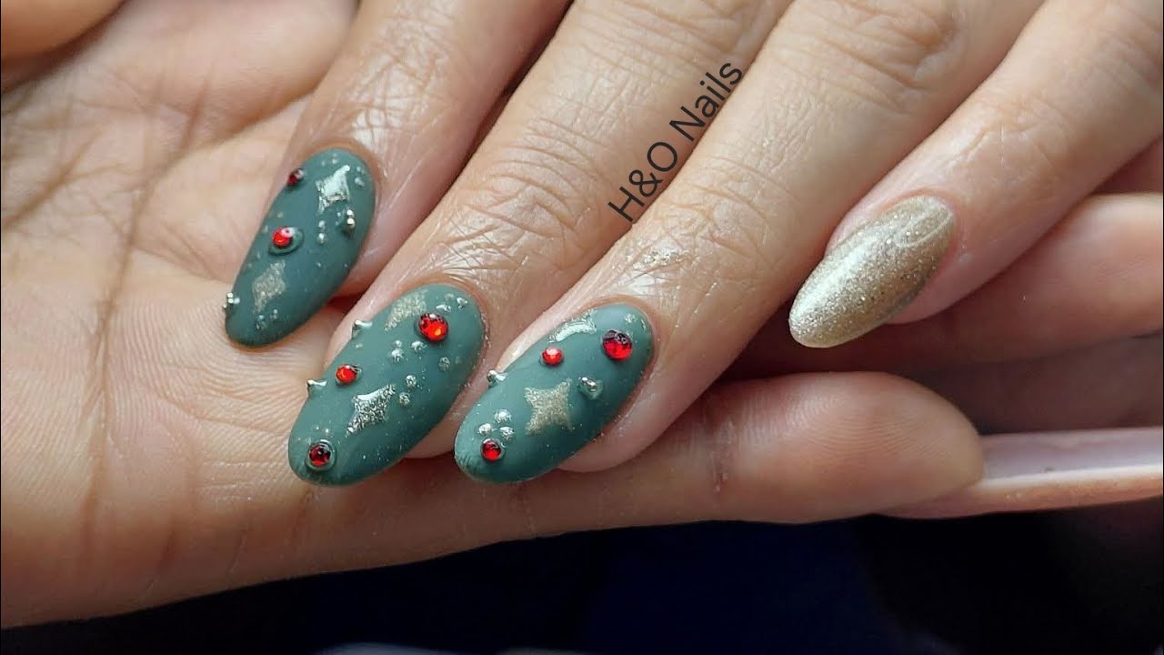Uñas acrílicas navideñas 💖