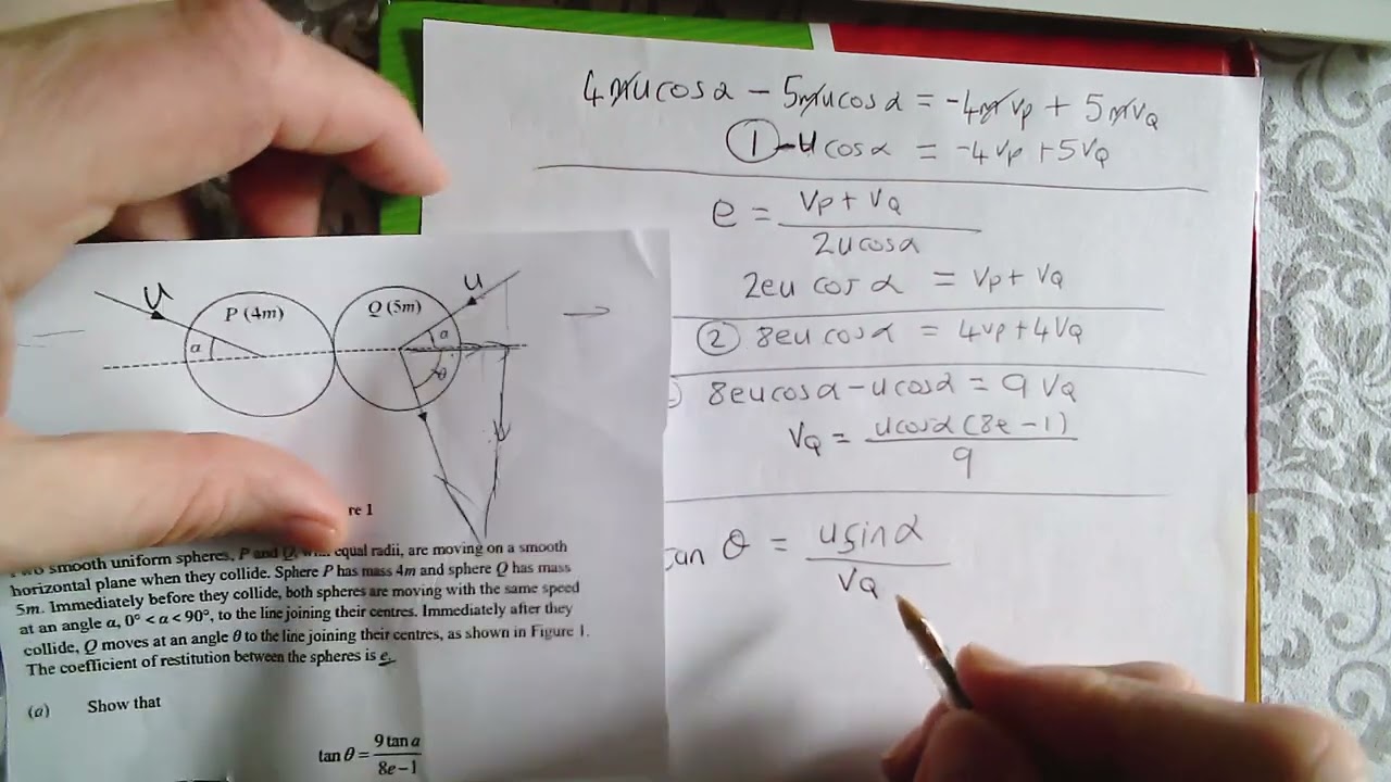 A Level Further Maths: Mechanics: Oblique Collisions 2 Spheres