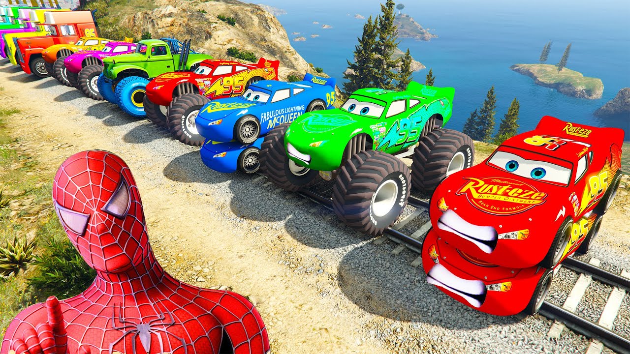 GTA V Superheroes Crazy Race Gameplay Challenge with Super Cars | GTA 5 Spiderman Car Stunt Race