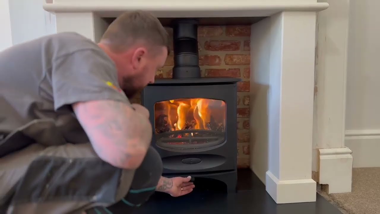 Charnwood C5 5kW Installation | Custom Limestone Fireplace & Brick Slip Chamber | 10-Year Warranty