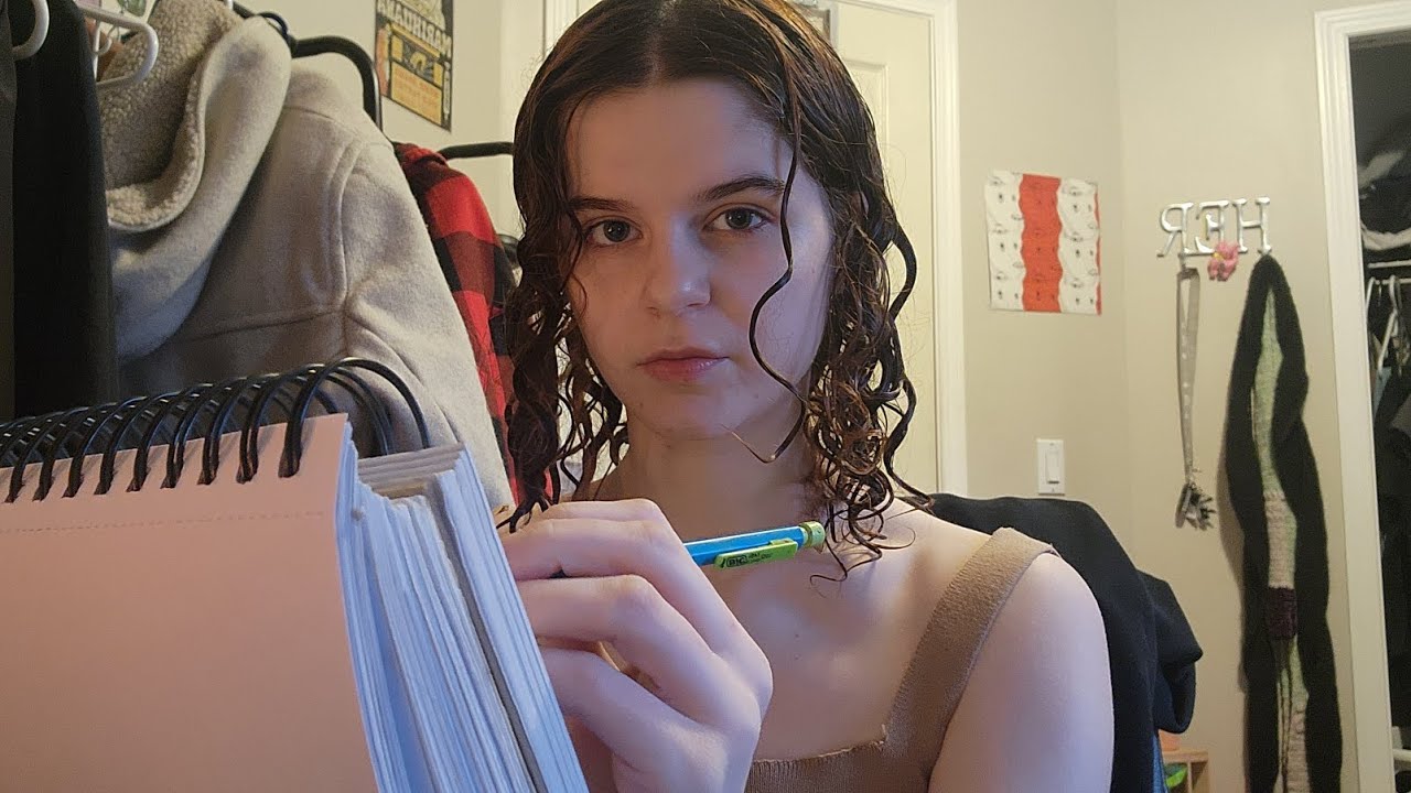 lofi asmr weird girl draws you in class (soft spoken, pencil sounds)
