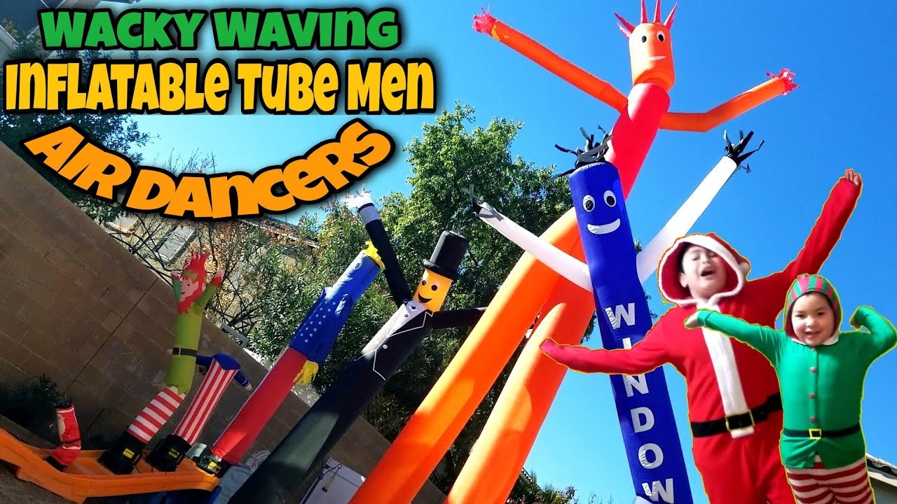 Smallest To Tallest Wacky Waving Inflatable Tube Men Air Dancers In Our Christmas Morning!