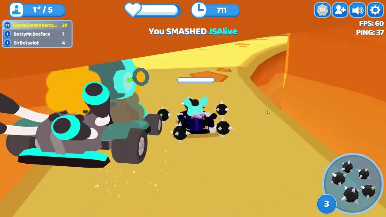 Smash Karts [Im Killer Bot] Full Record 113 Kills [missed score -2] Boneyard Basin Gameplay