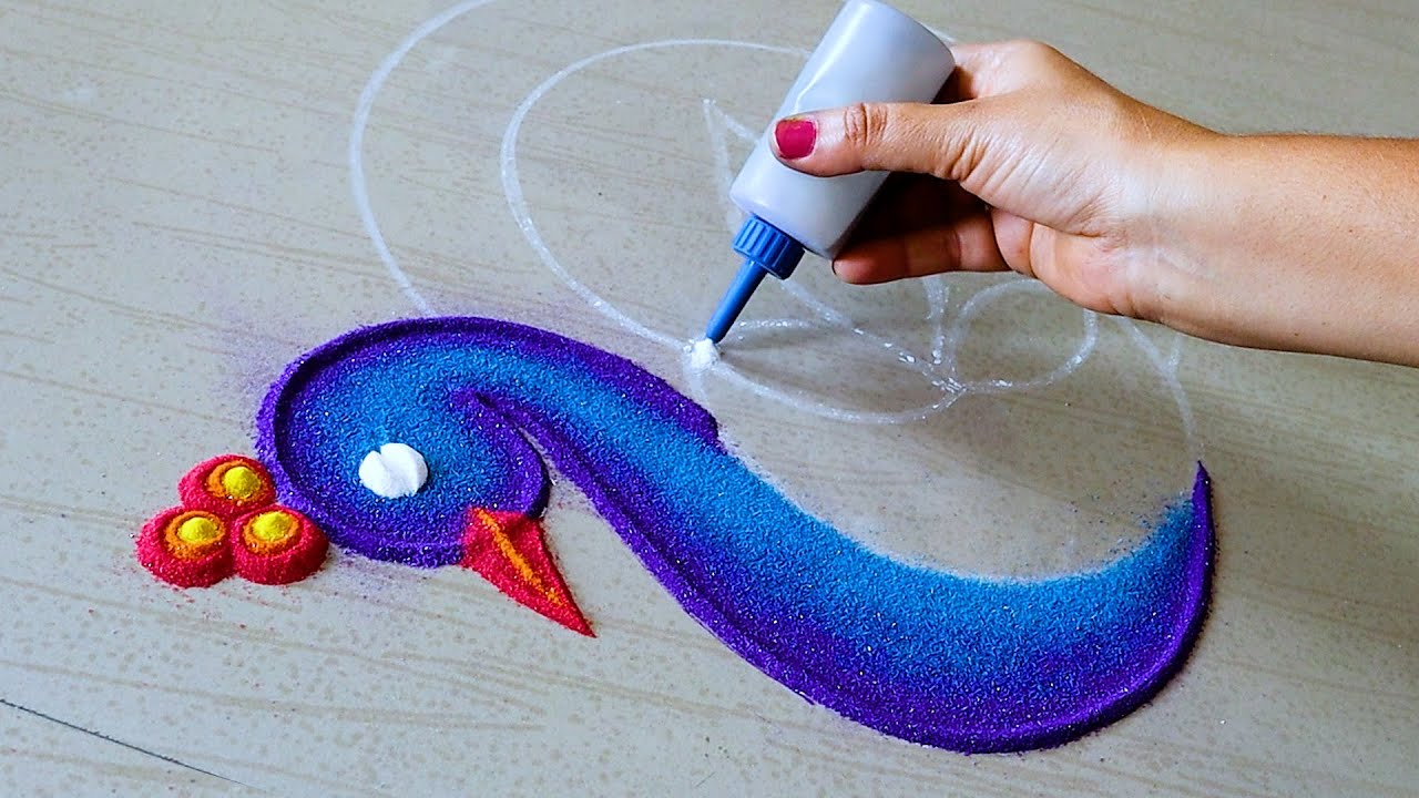 Satisfying Videos | Rangoli Design For Festivals | Kolam Designs | Diwali Muggulu | Peacock Rangoli