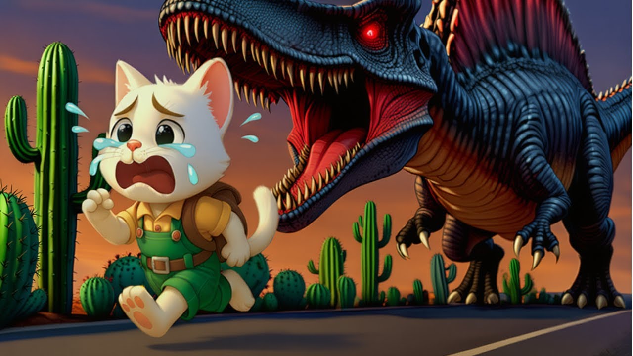 UNREAL! 😱😲 The Kitten’s Magical Rescue by a Friendly Dinosaur🦖🦖 | AI Cat Story