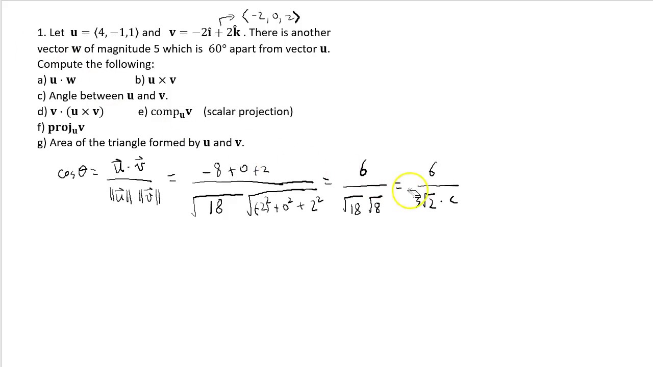 Calculus III Final Exam Review 1: Vectors, line equation, plane equation