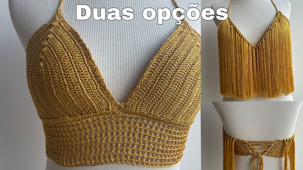 TOP CROPPED EM CROCHÊ. | versão sem e com franjas.