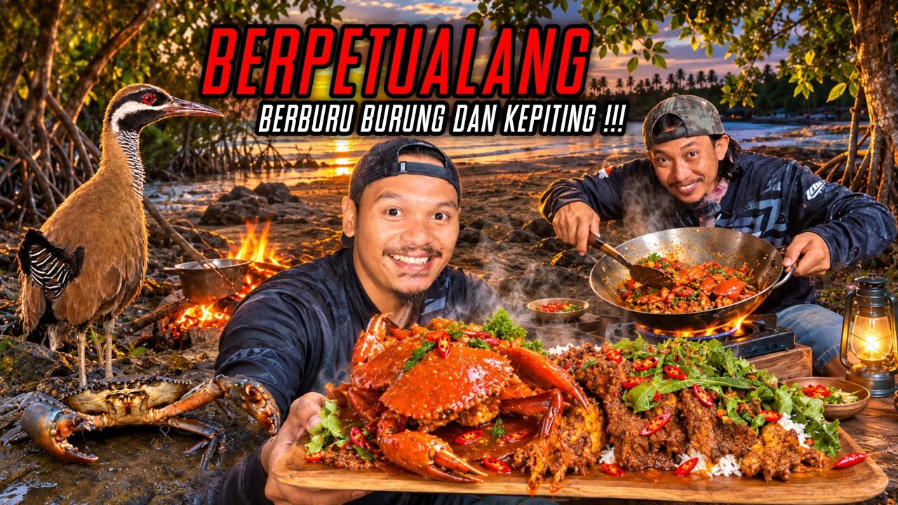 PALING LEZAT DAN NIKMAT‼️BEPETUALANG BERBURU BURUNG DAN KEPITING‼️BERBURU DAN MUKBANG DI PANTAI‼️