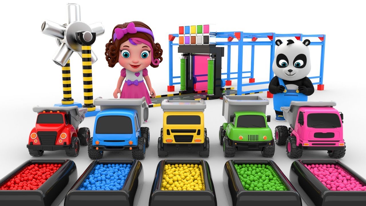 Pinky and Panda play with  Cars and Color balls