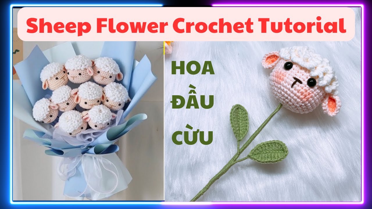 #30 Crochet Sheep Flower | Móc hoa đầu cừu | Sheep Keychain| MaChi Omely|