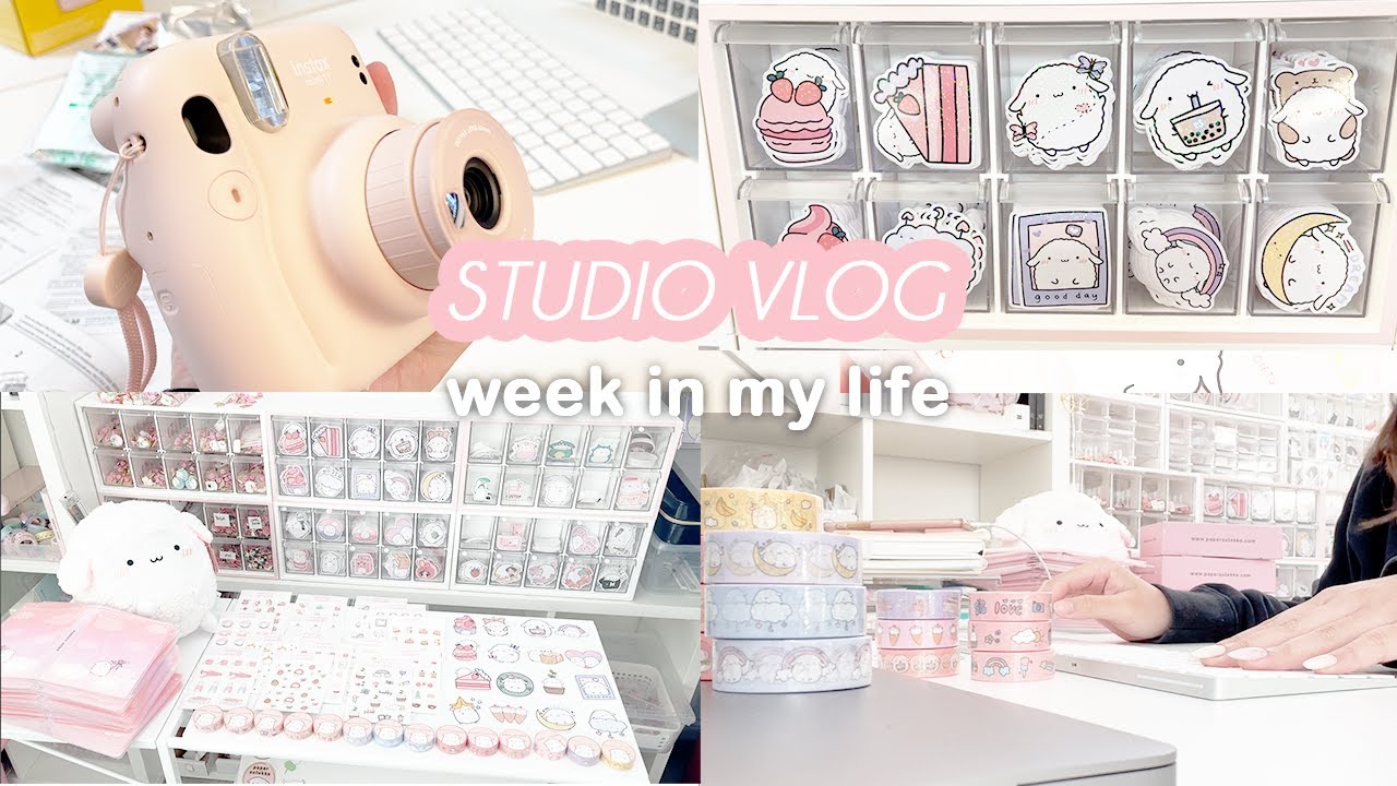 VLOG 📦  | sticker shipment, polaroid unboxing, shop update week