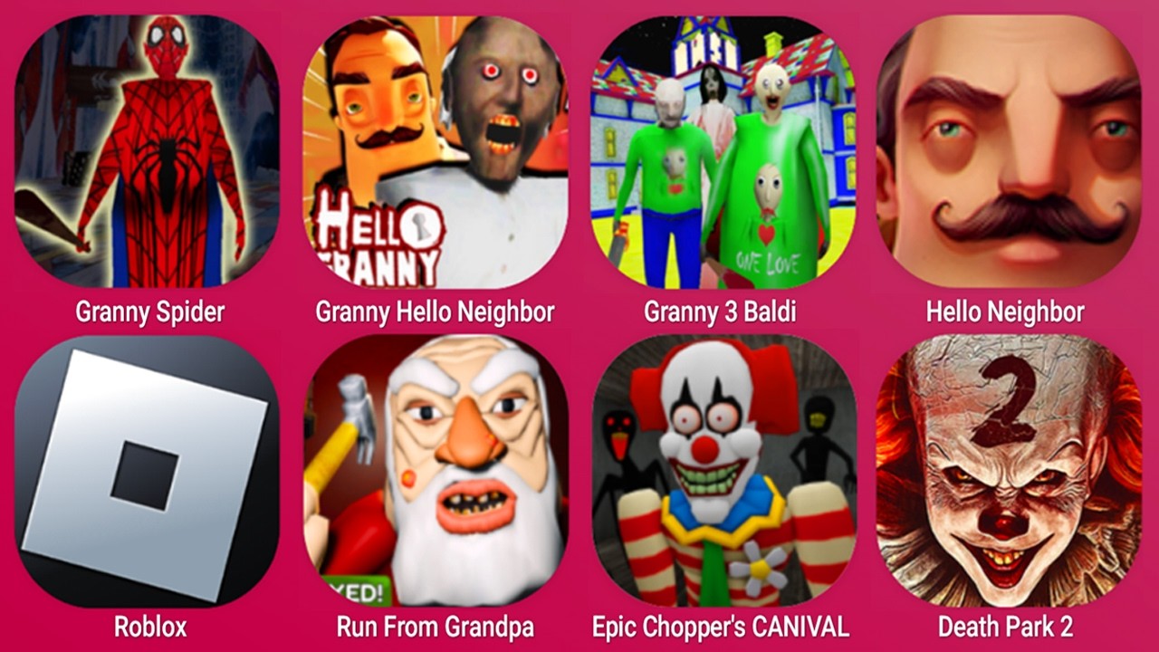 Granny Spider Man, Granny Hello Neighbor, Granny 3 Baldi, Roblox, Run From Grandpa, Death Park 2