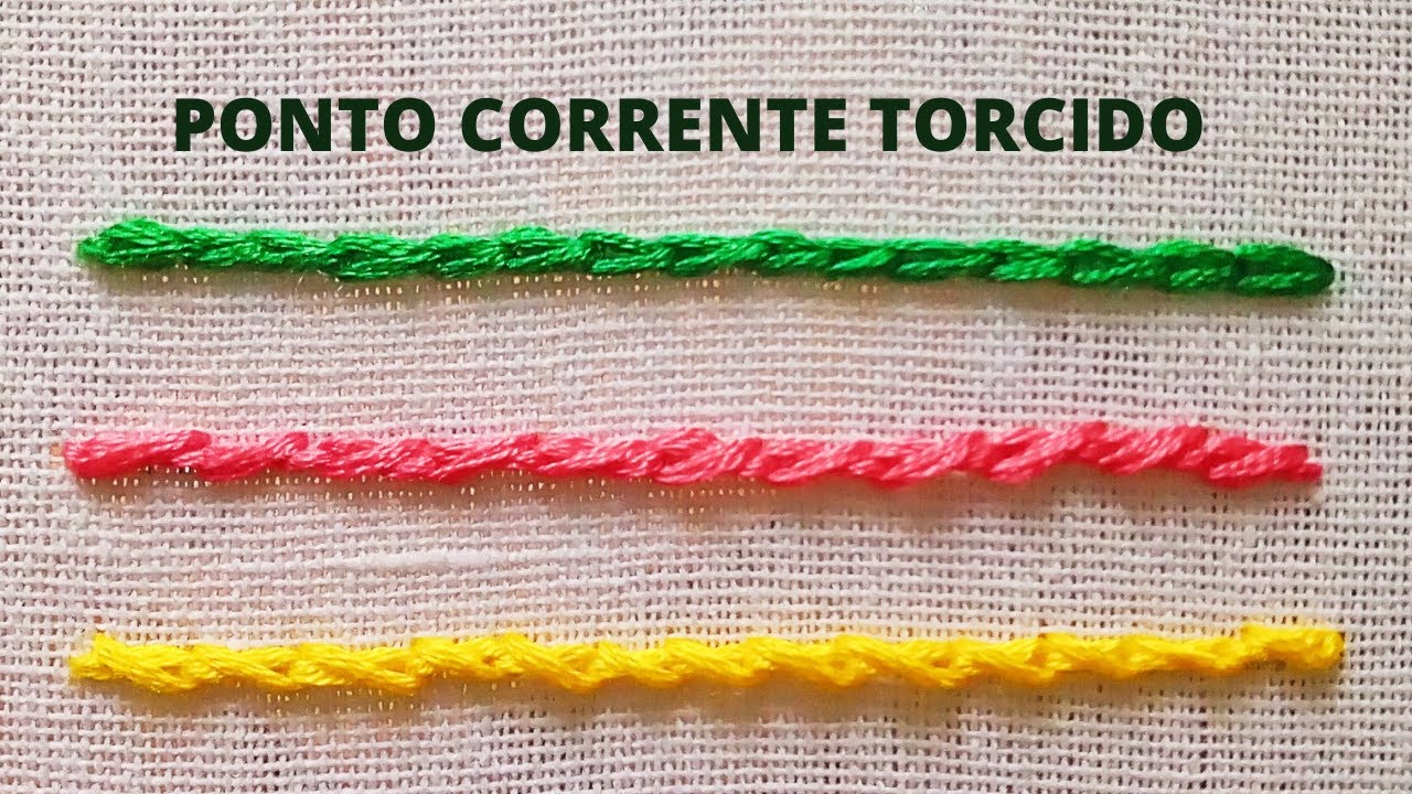 Como bordar à mão PONTO CORRENTE TORCIDO 🌹 BORDADO LIVRE